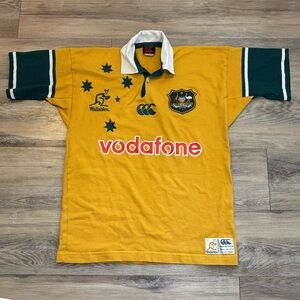 Vintage Vodafone Gold 90’s Y2K Australia Wallabies Rugby jersey size small